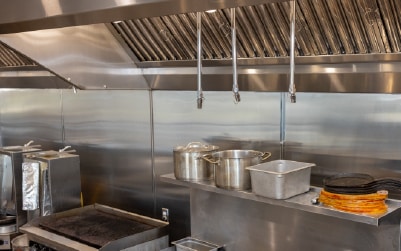 Stainless steel commercial kitchen hood and suppression system